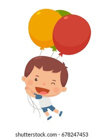 Kid holding balloons.