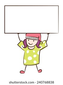 kid holding blank board 