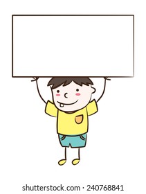 kid holding blank board 