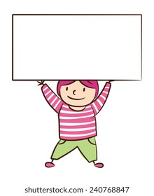 kid holding blank board 