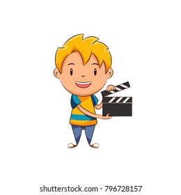 Kid holding clapperboard