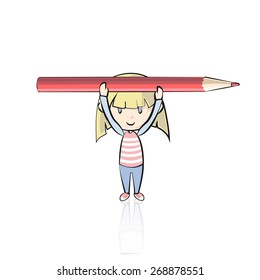 Kid holding crayons 