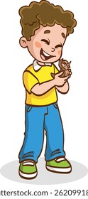 Kid Holding a Cute Bird vector illustration