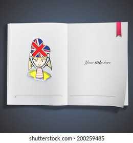 Kid holding a heart flag printed on book