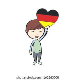 Kid holding a heart flag, Vector design