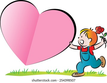 kid holding a heart shape