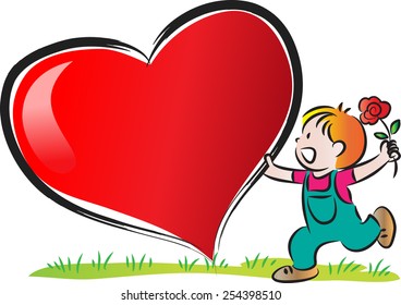 kid holding a heart shape