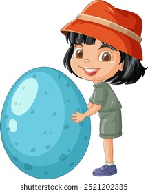 Kid holding a large blue egg