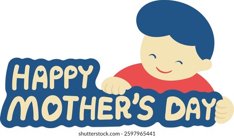 kid holding mother day banner color mother day doodle illustration