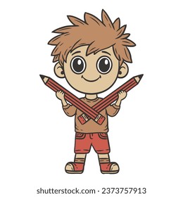 Ilustración del vector del doodle de lápiz de niños