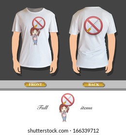 Kid holding prohibited sign printed on shirt. Vector design 