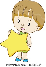 kid holding star