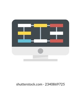 Kid home programming icon flat vector. Virtual teacher class. Video education isolated