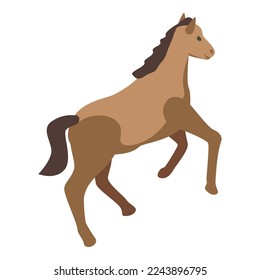 Kid horse icon isometric vector. Animal competition. Race game