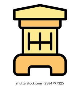 Kid house toy icon outline vector. Room build. Bedroom home color flat