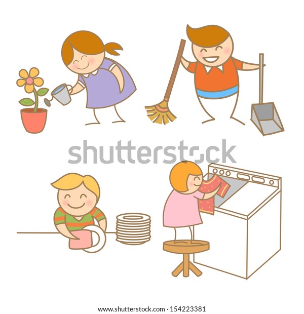 Kid Housework Set Stock Vector (Royalty Free) 154223381