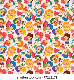 kid hug heart seamless pattern