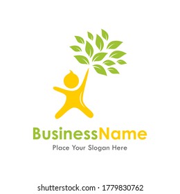 Kid Or Human Tree Logo Vector Template. Suitable For Business, Web, Nature And Art