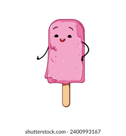 kid ice cream character cartoon. comic sundae, poster face, sticker retro kid ice cream character sign. isolated symbol vector illustration