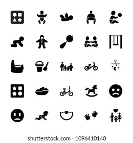 Kid icon. collection of 25 kid filled icons such as beanbag, child bicycle, bucket toy for beach, from toy for beach, baby potty. editable kid icons for web and mobile.