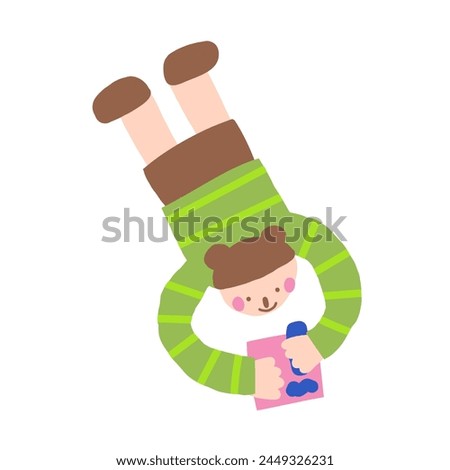 Kid icon. Cute hand drawn doodle isolated child. Girl drawing on paper with pencil background