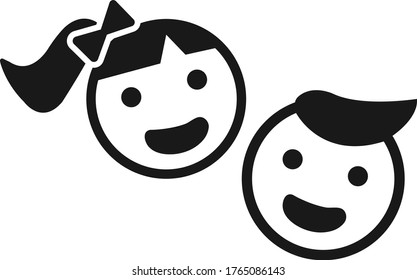 Kid icon, funny face iconvector illustration