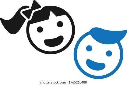Kid icon, funny face iconvector illustration