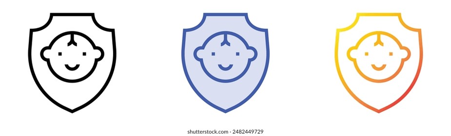 kid icon. Linear, Blue Fill and Gradient Style Design Isolated On White Background