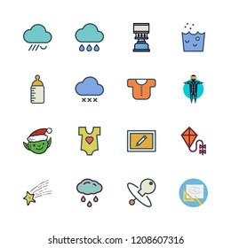 kid icon set. vector set about draw, hand wash, cooking and feeding bottle icons set.