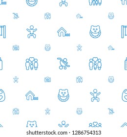 kid icons pattern seamless white background. Included editable outline house, baby carriage, family, baby, baby toy, bottle, bid icons. kid icons for web and mobile.