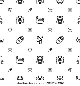 kid icons pattern seamless white background. Included editable outline baby potty, sligshot, baby toy, family, newborn child, baby bed, mitten icons. kid icons for web and mobile.