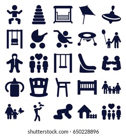 Kid icons set. set of 25 kid filled icons such as baby, pyramid, whirligig, kite, house, swing, family, father and son