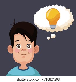 Kid with idea cartoon