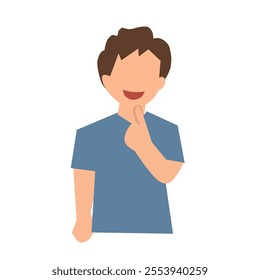 Kid Illustration in Thinking Pose