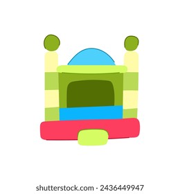 dibujo animado inflable del castillo del niño. rebote del salto, casa del juego, signo inflable del castillo del niño de la guardería del logotipo. símbolo aislado ilustración vectorial