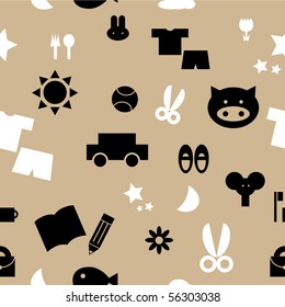 kid items seamless pattern vector