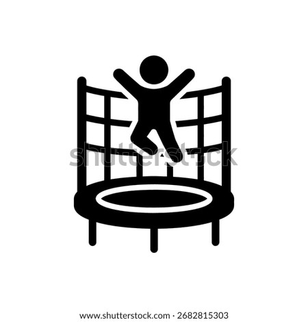 Kid Jumping On Trampoline Icon Isolated On White Background 
