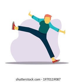 Kid Jumping and Playing Flat vector design. 
