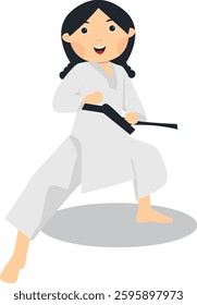 Kid Karate Illustration with Happy Expression. Isolated Vector Character.