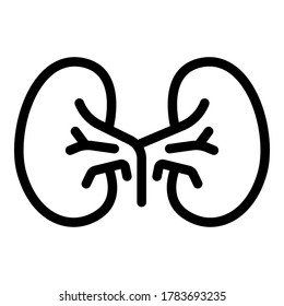 Icono del riñón infantil. Icono de vector de riñón de niño de contorno para diseño web aislado en fondo blanco