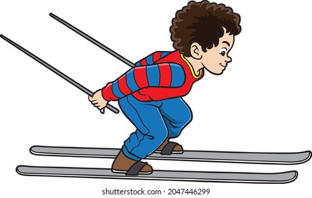 kid learn ski image vector illustration isolated on white background