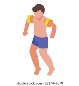 Kid learn swim icon isometric vector. Dive water. Ocean deep