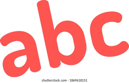 Ilustración de concepto de letras de alfabeto ABC de color rojo de aprendizaje infantil  
