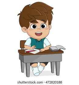 kid learning.Back to school.vector and illustration.