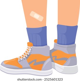 Kid legs in sport shoes. Cartoon athlete icon isolated on white background