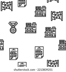kid leisure child happy fun vector seamless pattern thin line illustration