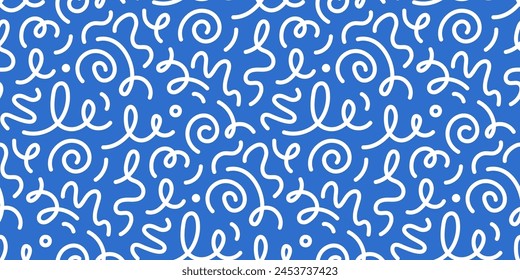 Patrón sin fisuras de color de línea infantil. Abstractas lindo niño partido squiggle diseño de fondo. Divertido niño línea de color patrón sin fisuras. Fondo abstracto lindo de los niños. Ilustración vectorial