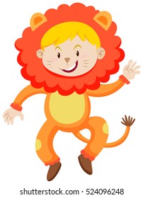 Kid in lion costume illustration