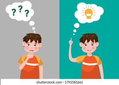Kid or little boy thinking. Vector illustration design.