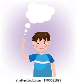 Kid or little boy thinking. Vector illustration design.